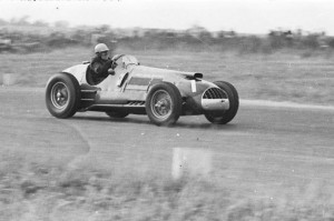 Reg Parnell in action with the Ferrari Thinwall Special at the Winfield circuit in October 1951