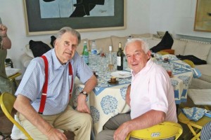 Tim Parnell, left, with the late Jean Pierre Beltoise at one of the Club lunches hosted by Adrian Maeght at his villa in St Paul de Vence.