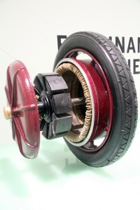 Ferdinand Porsche’s early development, an electric motor mounted inside the actual front wheel of the Lohner-Porsche