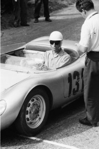 Hillclimb winner Edgar Barth at the wheel of his Porsche RSK Spyder