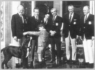 Emanuel de Graffenried, left photographed in the 1970’s with a group of his old school friends from Institut le Rosey who included Reza Pahlavi (Centre), Shah of Iran