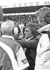 Bernie in his FOCA role with Teddy Meyer of McLaren on the left.