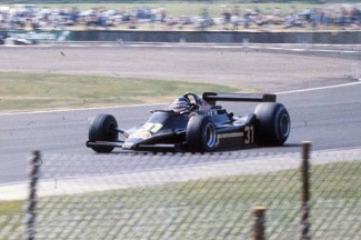 Hector Rebaque in action with his privately entered Lotus 70 at the 1979 British Grand Prix at Silverstone