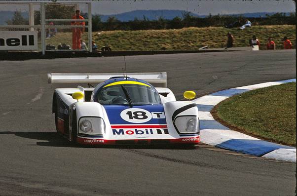 Brian at the wheel of the Aston Martin AMR1 at Donington in 1989 his last full factory drive in racing
