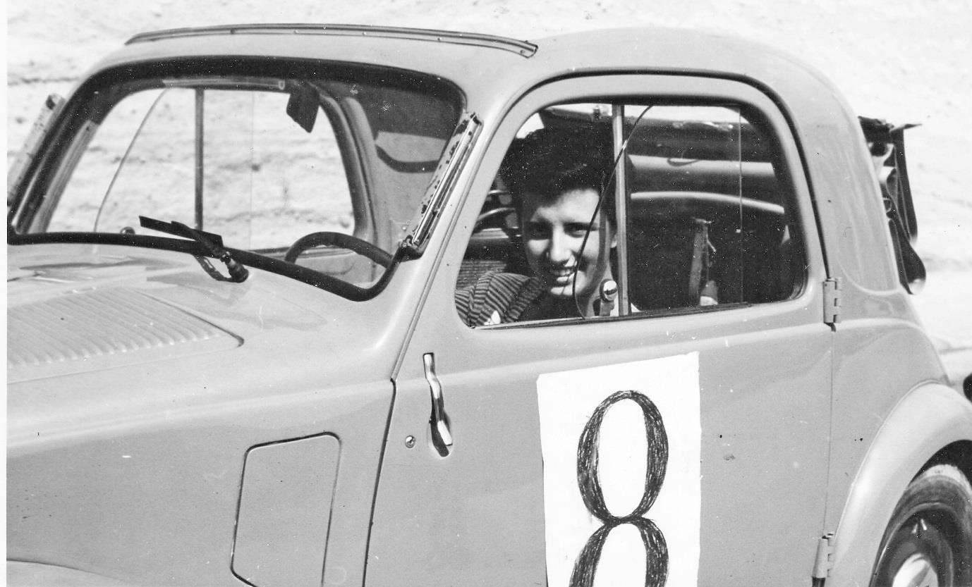 Maria-Teresa at her first event driving her Fiat 500 Topollino