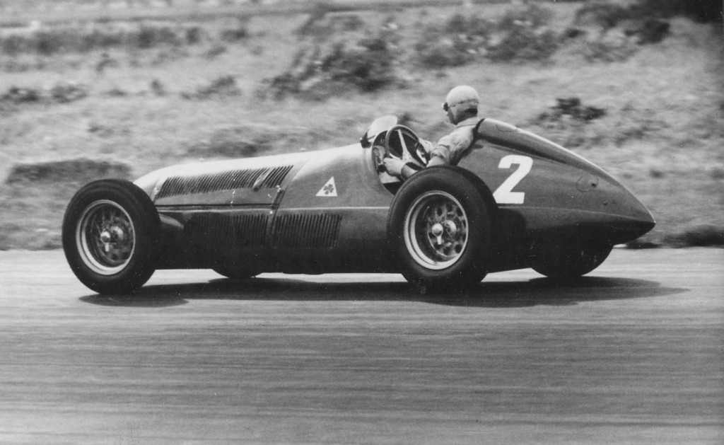 Fangio at the wheel of the Alfa Romeo 158 Alfetta