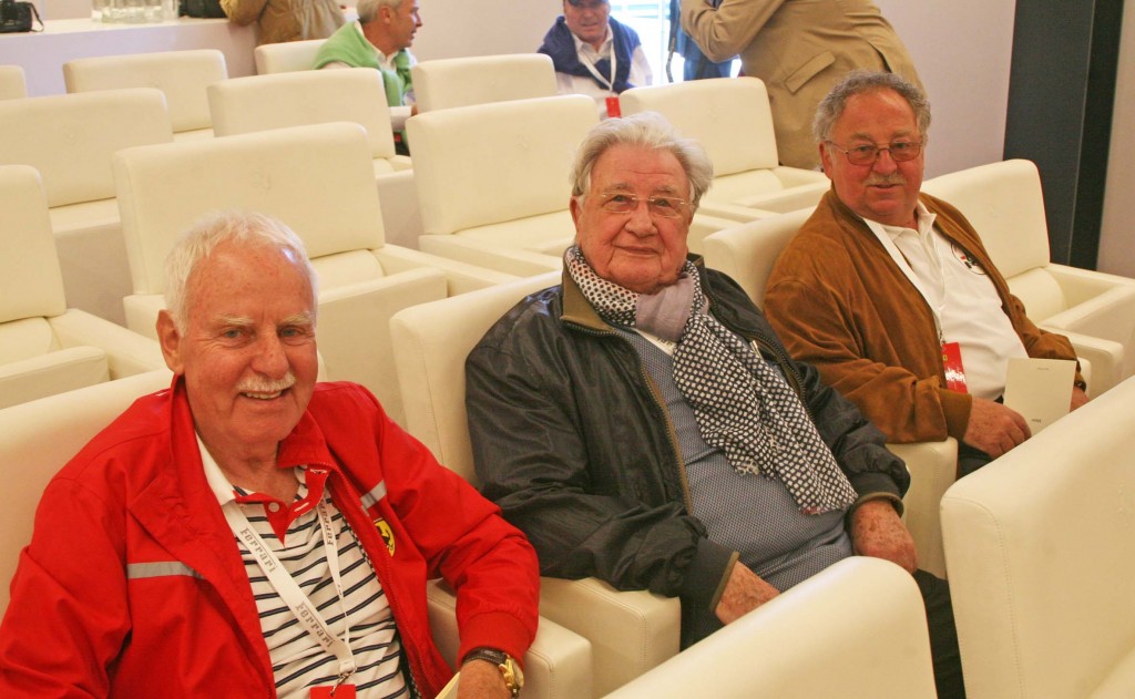 In the Ferrari Sala Rossa Jos Vonlanthen, Hans Herrmann and Kurt Ahrens Jnr.