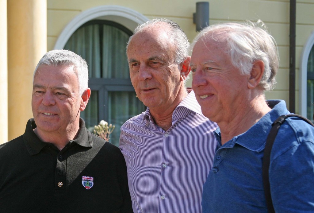 Tim, centre, back in Maranello at the Grand Prix Drivers Club annual meeting with Derek Warwick and Vern Schuppan.