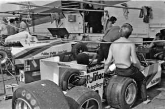 The BMW Formula 2 Junior team at Donington in 1977
