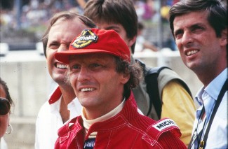 Niki Lauda with his familiar Parmalat cap with Ron Dennis of McLaren
