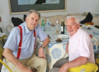 Tim Parnell, left with Jean-Pierre Beltoise at a Club luncheon at St Paul de Vence