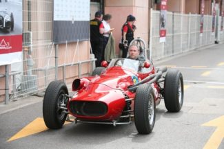 Tony Wood at the wheel of the Tec-Mec after winning the race at the Monaco Historic event in 2016