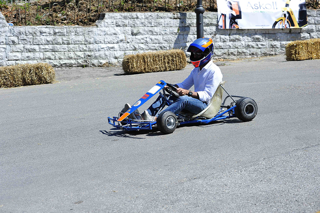 Emanuele Pirro on the tight left hand hairpin of the course.