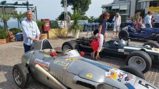 Tazio Taraschi stands behind one of the early Taraschi Formula Juniors built by him and his father