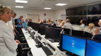 The impressive operations room at Toro Rosso with the twenty individual stations.