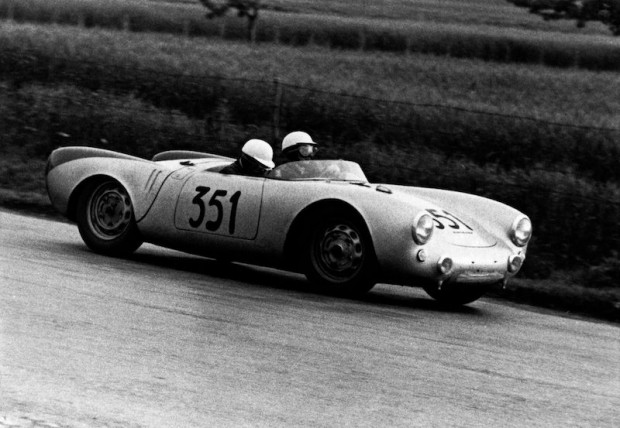 Hans Herrmann and Herbert Linge in the 1953 Mille Miglia with the Porsche 550 Spyder. (Hans Herrmann)