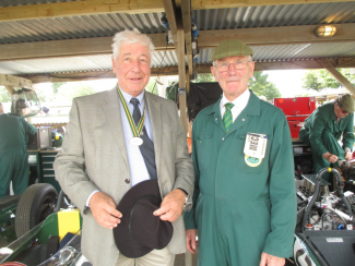 Windblown Club President Howden Ganley with legendary Team Lotus mechanic Bob Dance.