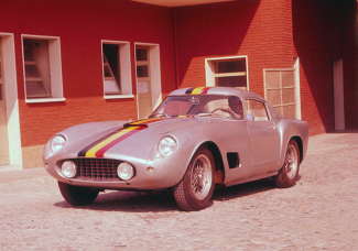 Ferrari test driver  leaving the factory to test Olivier Gendebien’s brand new Ferrari 250GT with which he won the Tour de France ten days later