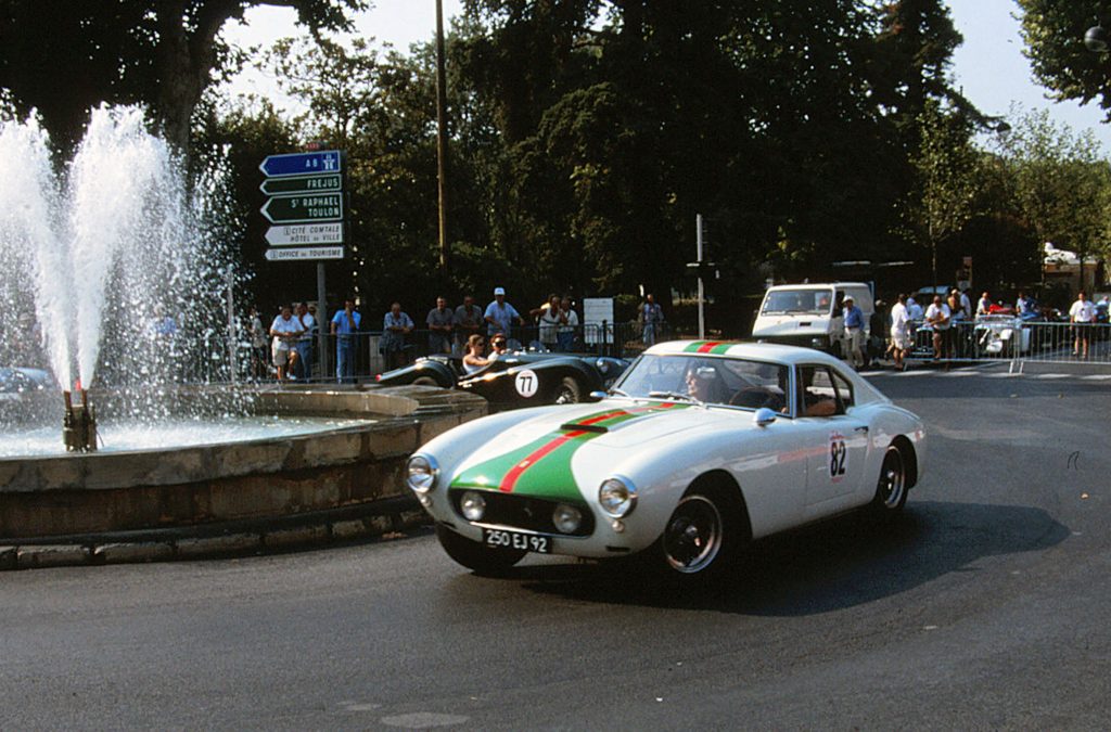 Bernard Consten with his “interim” Ferrari 250GT SWB at a demonstration event in Draguignan in 1997