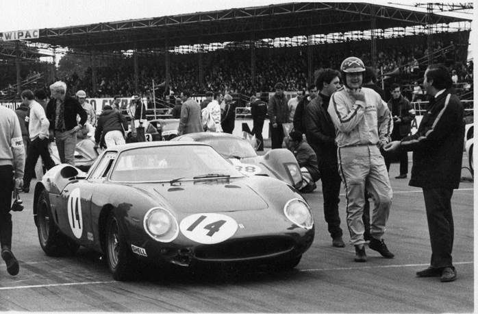 David Skailes on the starting grid at Silverstone having his first race with the Ferrari 250LM