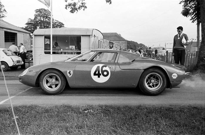 Original owner Ron Fry with the Ferrari 250LM at Doune Hill Climb in Scotland in 1965