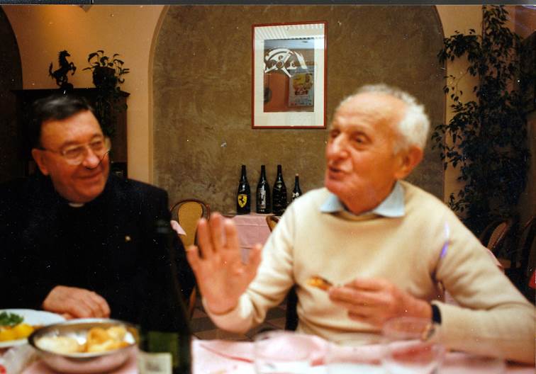  Don Sergio with his close friend Luigi Villoresi at Ristorante Lauro in Modena in 1996 <em>(Photo Gauld)</em>