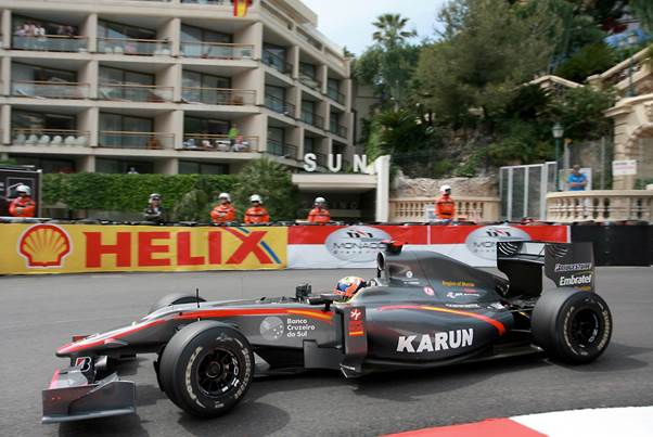 Karun at the wheel of the Hispania Cosworth V8 in 2010 (Grand Prix Photo- Peter Nygaard)