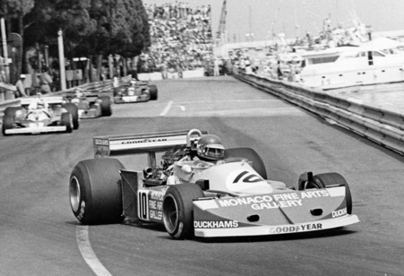 Ronnie Peterson in the March at Monaco with the Monaco Fine Arts sponsorship