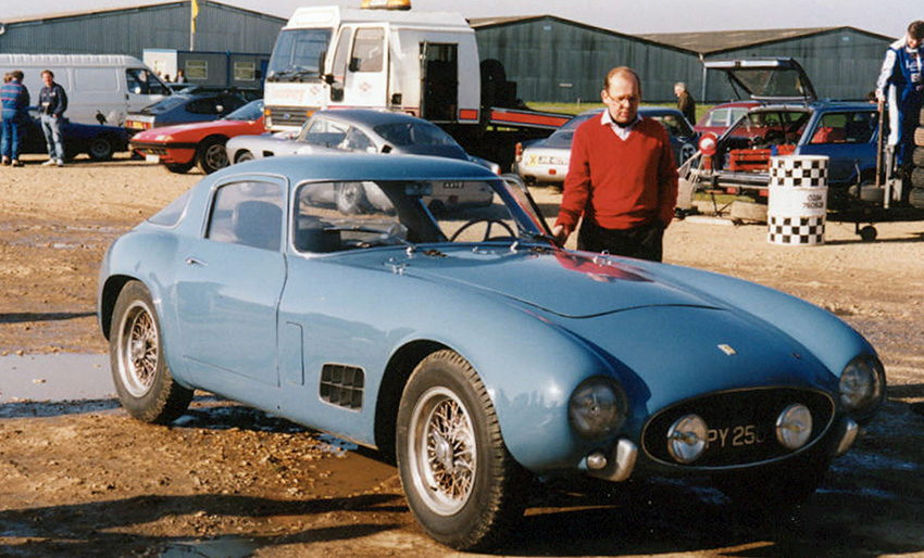 The de Portago 250GT (s/n 0557GT) at Silverstone being admired by fellow Ferrari collector Sir Paul Vestey.