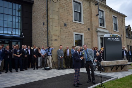 Sir Jackie Stewart at the opening of the Jim Clark Museum in Duns. ( Photo by Peter Nygaard  Grand Prix Photo)