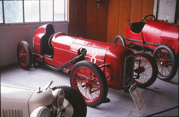 The Chichibio lightweight racing car built by Enrico Nardi and now in the Biscaretti Museum, Turin.
