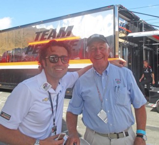 Meeting up with Club honorary member Dario Franchitti at Roger Penske’s impressive transporter in the Laguna Seca paddock.