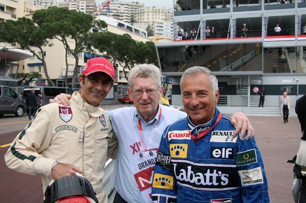 Vice-President Emanuelle Pirro and Graham Gauld with former Monaco GP winner Riccardo Patrese | The Grand Prix Drivers Club