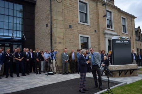 Sir Jackie Stewart at the opening of the Jim Clark Museum in Duns. ( Photo by Peter Nygaard Grand Prix Photo)