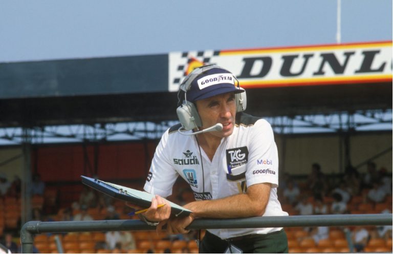 Frank Williams in his heady Formula 1 days at Silverstone. ( Grand Prix Photo Peter Nygaard)